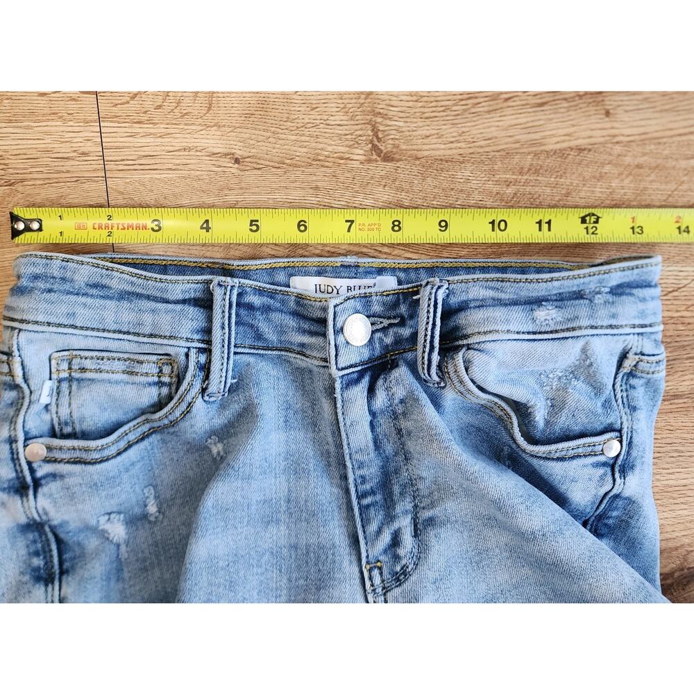 Judy Blue Straight Fit Jeans Women’s 3/26 High Rise Denim Raw Hem Distress - Picture 4 of 15